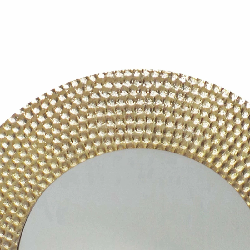 Discount ๐ Benjara ๐จ Hammered Metal Frame Round Standing Mirror With Block Base, Large, Gold ๐ 2 Discount ๐ Benjara ๐จ Hammered Metal Frame Round Standing Mirror With Block Base, Large, Gold ๐ - Image 2