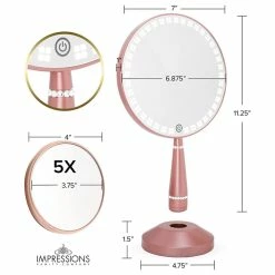 Best Sale 🧨 Impressions Vanity Company Bijou LED Makeup Mirror With Charging Stand And LED Lights, Rose Gold 🎁 -bathroom mirrors Shop 05a1d8d70f1608d2 8479 w800 h800 b1 p0