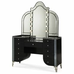 Best Sale 🥰 Michael Amini AICO Hollywood Swank Vanity Mirror, Black Iguana 03068RN-81 🧨 -bathroom mirrors Shop 0771ef420a219574 9030 w800 h800 b1 p0