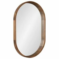 Best deal 🥰 Uniek Hutton Wood Framed Capsule Mirror, Rustic Brown 24x36 👍