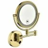 Coupon 💯 JimsMaison 8" Round Framed Swing Arm Wall Mounted LED Makeup Mirror, Gold 😉