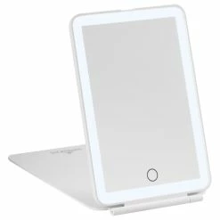 Discount 👏 Impressions Vanity Company Touch Pad Mini Tri-Tone Rechargeable LED Makeup Mirror With Flip Cover, White ✨