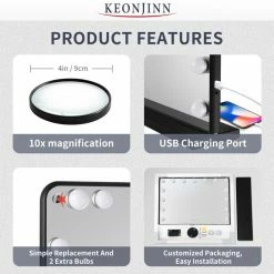 Budget 🥰 Keonjinn Hollywood Vanity Mirror, Lights,3 Color Lighting Modes, Memory, Black, 23x18 🎉 -bathroom mirrors Shop 4ce1bf60030e23fe 3635 w800 h800 b0 p0