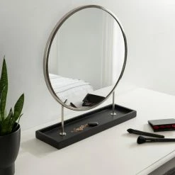 Best Sale 😉 Uniek Maxfield Round Tabletop Mirror, Silver, 18x22 ✨ -bathroom mirrors Shop 4fd186d100f037d3 5042 w800 h800 b0 p0