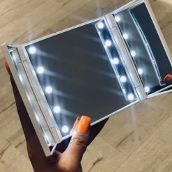 Flash Sale 💯 Impressions Vanity Company Nova Wireless LED Trifold Compact Mirror, Built-In LED, Black 🎁 -bathroom mirrors Shop 57315c1e014d0043 1719 w800 h800 b0 p0