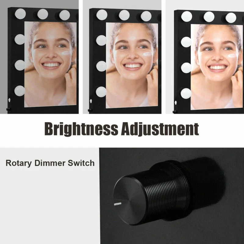 Deals ⌛ Gymax Wall Mounted Vanity Mirror Hollywood Makeup Dimmer Light Black 🌟 5 Deals ⌛ Gymax Wall Mounted Vanity Mirror Hollywood Makeup Dimmer Light Black 🌟 - Image 5