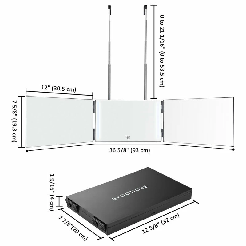 Cheap 🎁 Yescom Byootique 3 Way Mirror Trifold W/ LED Lights Telescoping Hooks For Hair Cutting ✨ 5 Cheap 🎁 Yescom Byootique 3 Way Mirror Trifold W/ LED Lights Telescoping Hooks For Hair Cutting ✨ - Image 5