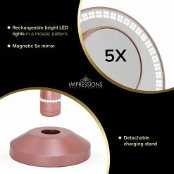 Best Sale 🧨 Impressions Vanity Company Bijou LED Makeup Mirror With Charging Stand And LED Lights, Rose Gold 🎁 -bathroom mirrors Shop 68d1f3e50f1609bc 8479 w800 h800 b0 p0