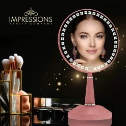 Best Sale 🧨 Impressions Vanity Company Bijou LED Makeup Mirror With Charging Stand And LED Lights, Rose Gold 🎁 -bathroom mirrors Shop 6dc1e83e0f1608d3 8479 w800 h800 b0 p0