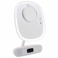 Promo 😉 Impressions Vanity Company Melody Square Duotone Makeup Mirror With Bluetooth Speakers, White 🔔