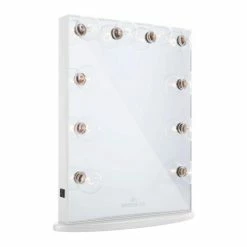 New ⌛ Impressions Vanity Company Hollywood Glow Vanity Mirror, Glossy White, Clear Led Globe Bulbs 🤩