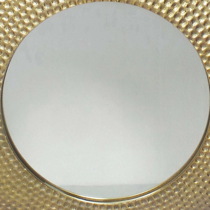 Discount ๐ Benjara ๐จ Hammered Metal Frame Round Standing Mirror With Block Base, Large, Gold ๐ 3 Discount ๐ Benjara ๐จ Hammered Metal Frame Round Standing Mirror With Block Base, Large, Gold ๐ - Image 3