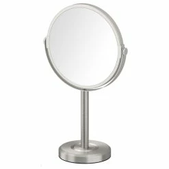 Deals 👍 Gatco Fine Bathware Latitude II Table Vanity Mirror, Satin Nickel 🤩
