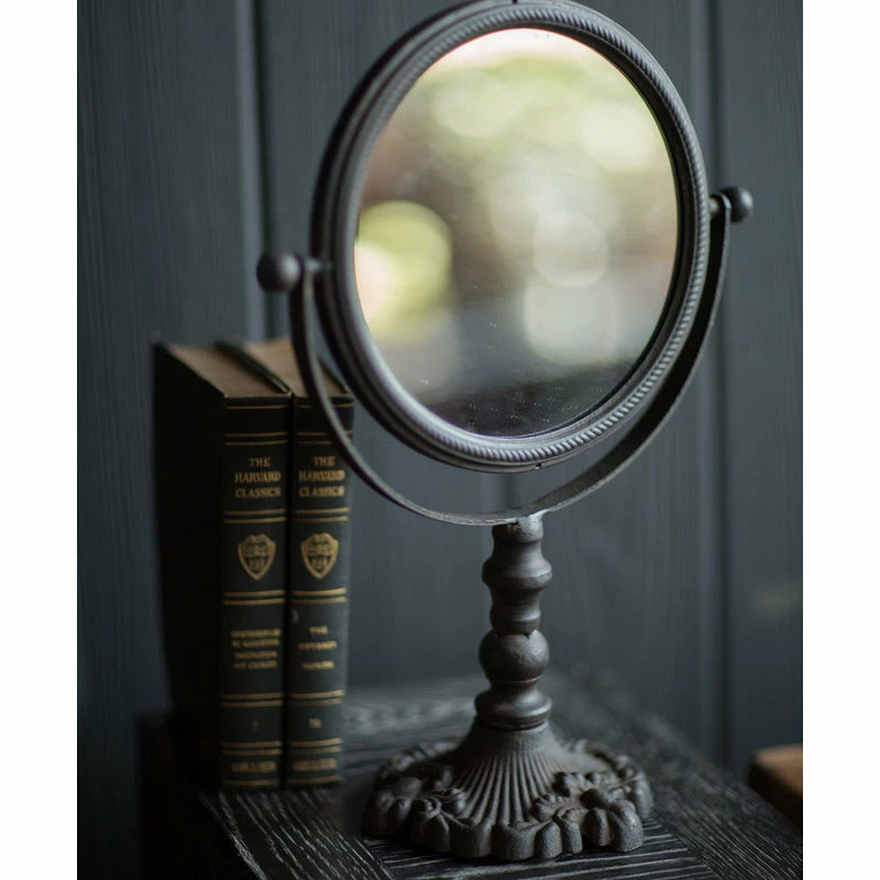 Best Pirce 🎉 Mothology Round Cast Iron Pivoting Mirror, Black ❤️ 2 Best Pirce 🎉 Mothology Round Cast Iron Pivoting Mirror, Black ❤️ - Image 2