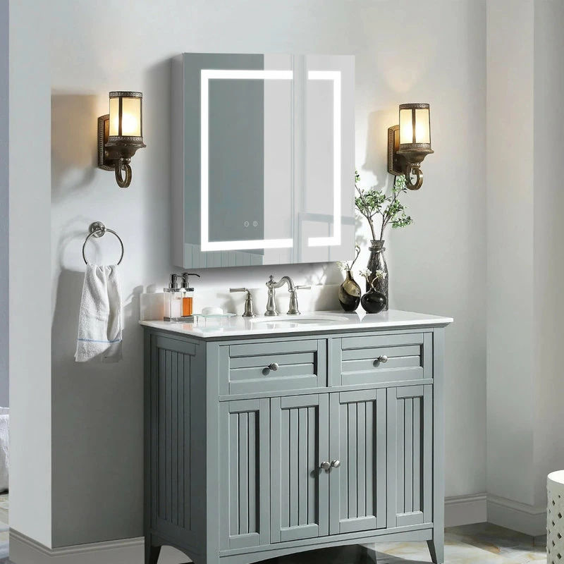 Coupon 🎁 Wellfor Group LLC Recessed/Surface LED Light Mirror Medicine Cabinet Defogger, 30"x30" Double Doors 👍 2 Coupon 🎁 Wellfor Group LLC Recessed/Surface LED Light Mirror Medicine Cabinet Defogger, 30"x30" Double Doors 👍 - Image 2