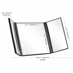 Flash Sale 💯 Impressions Vanity Company Nova Wireless LED Trifold Compact Mirror, Built-In LED, Black 🎁 -bathroom mirrors Shop a2c115670f176a06 7476 w800 h800 b1 p0