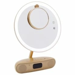 Best deal ๐ Impressions Vanity Company Melody 9-Inch Round Duotone Makeup Mirror With Bluetooth Speakers, Champagne Gol ๐