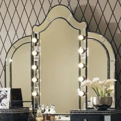 Best Sale 🥰 Michael Amini AICO Hollywood Swank Vanity Mirror, Black Iguana 03068RN-81 🧨 -bathroom mirrors Shop b281ff950a219571 9030 w800 h800 b0 p0
