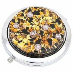 Promo 👍 GlassOfVenice Murano Glass Millefiori Folding Compact Mirror - Topaz Gold 🎉