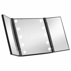 Flash Sale 💯 Impressions Vanity Company Nova Wireless LED Trifold Compact Mirror, Built-In LED, Black 🎁