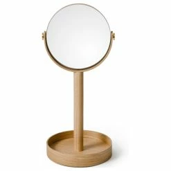 Outlet 😀 Coppice Natural Oak Double Face Mirror With Storage Tray | Wireworks Close-up 🤩