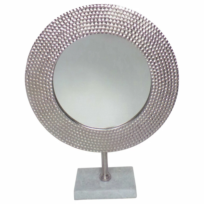 Best deal ๐ Benjara ๐จ Hammered Metal Frame Round Standing Mirror With Block Base, Silver โญ 1 Best deal ๐ Benjara ๐จ Hammered Metal Frame Round Standing Mirror With Block Base, Silver โญ