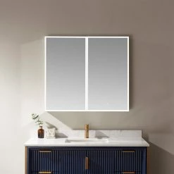 Budget 😍 Vinnova 36" Rectangle Frameless Lighted Medicine Cabinet Wall Mounted Mirror 🎁