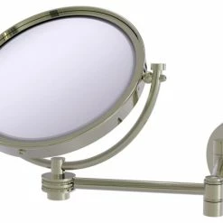 Wholesale 🤩 Allied Brass 8" Wall Mounted Extending MakeUp Mirror 5xMagnification, Dotted, Polished Nickel 💯