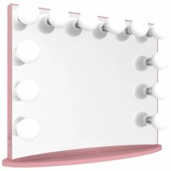 Outlet ⭐ Impressions Vanity Company Hollywood Glow Plus Vanity Mirror, Light Pink, Frosted Bulbs, Non-Bluetooth 😉