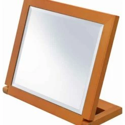 Best deal 😍 Benjara Wooden Rectangular Tilted Bevelled Mirror, Brown And Silver 😍
