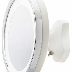Deals ⌛ Jerdon 9.75" LED Lighted Wall Mirror, Direct Wire With 5X Mag, Chrome/White 💯