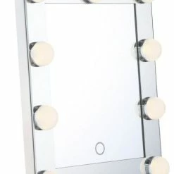 Outlet 🔔 Bailey Street Home Rectangular Dimmable LED Tabletop Mirror Touch Sensor Switch And Round Bulb On 🧨