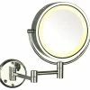 Flash Sale 😉 SEE ALL INDUSTRIES Modern Chrome Wall Mounted Lighted Make Up Mirror, Hard Wire 🔔