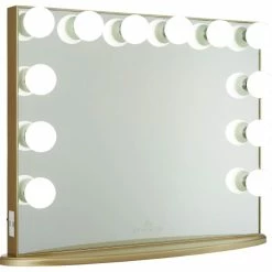 Hot Sale 🤩 Impressions Vanity Company Hollywood Glow Plus Vanity Mirror, Champagne Gold, Frosted Bulbs, Non-Bluetooth ⌛