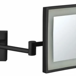 New 🛒 Nameeks Matte Black Square Wall Mounted LED 5x Magnifying Mirror, Hardwired 🥰